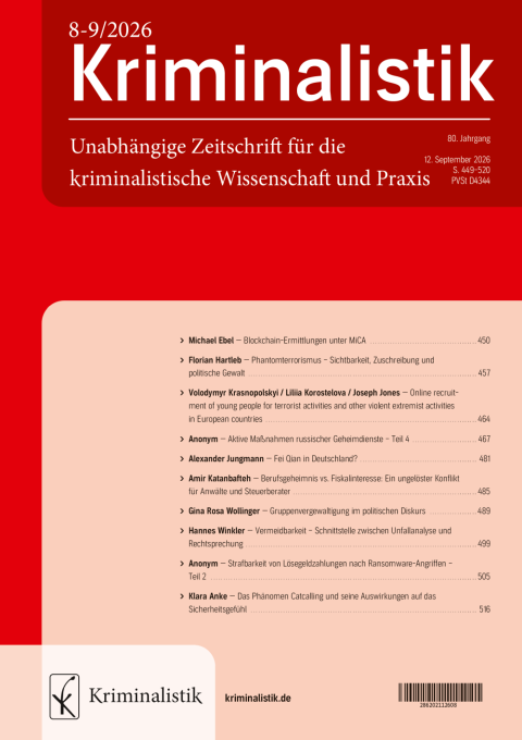 Kriminalistik-Titelseite