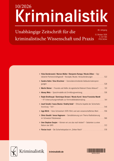 Kriminalistik-Titelseite
